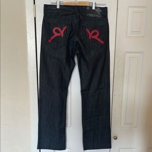 Rocawear Black Straight-Leg Jeans with Red Back Pocket Logos